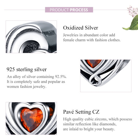 S925 Heart-shaped Sterling Silver Loose Beads DIY Bracelet Accessories, SCC1472