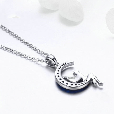 Dark Night Fairy S925 Sterling Silver Necklace With White Gold Plated and Zircon, SCN244