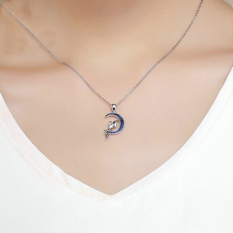 Dark Night Fairy S925 Sterling Silver Necklace With White Gold Plated and Zircon, SCN244