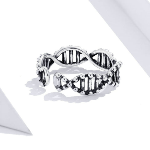 S925 Sterling Silver Ring Vintage Open Ring DNA Shape Ring, SCR643