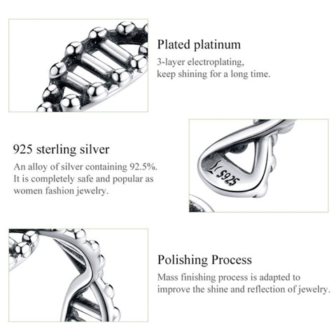 S925 Sterling Silver Ring Vintage Open Ring DNA Shape Ring, SCR643