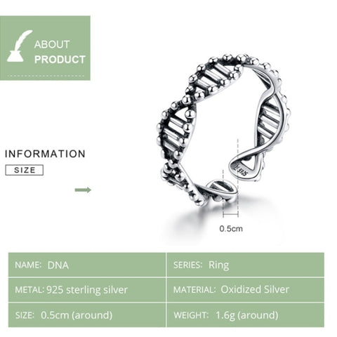S925 Sterling Silver Ring Vintage Open Ring DNA Shape Ring, SCR643