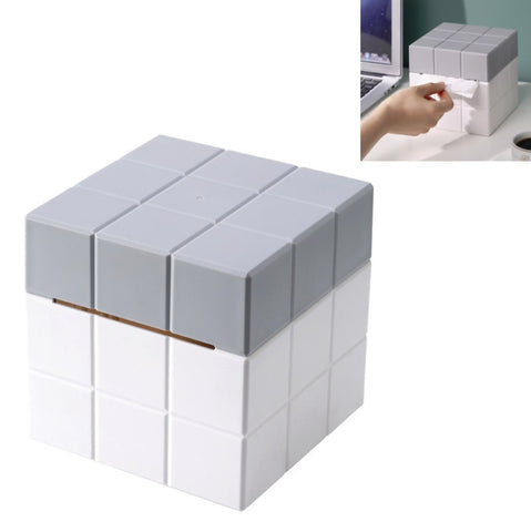 Cube Tissue Box Desktop Storage Box, Pure White, White+Grey, White+Pink, White+Blue