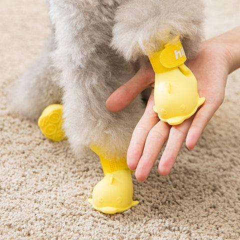 4 PCS/Set  Cartoon Dog Shoes Pet Silicone Waterproof Rain Boots, S, M, L