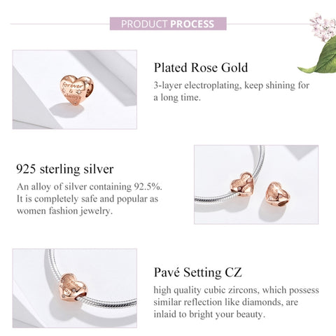 S925 Sterling Silver Golden Heart-shaped Loose Beads DIY Bracelet Accessories