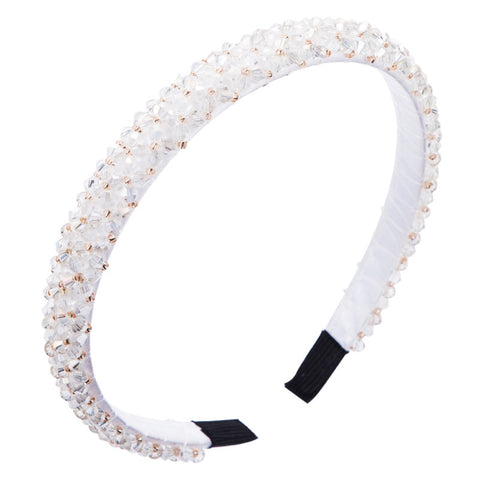 Handmade Fine-edged Fabric Headband Crystal Headband, White, Red, Black, Gray, Khaki