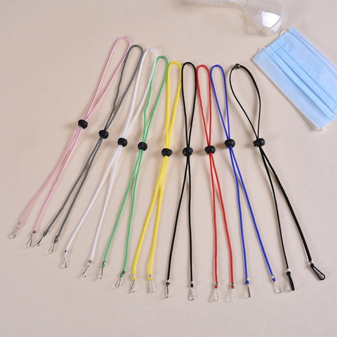 10pcs Mask Anti-lost Adjustable Lanyard and Ear Hook, Cashmere, White, Black, Yellow, Green, Blue, Pink, Red, Grey