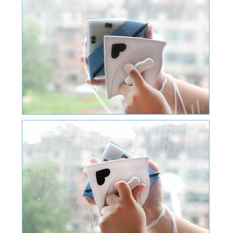 Double-sided Glass Window Cleaner Triangle Multifunctional Magnetic Glass Cleaner, 2 PCS (White)