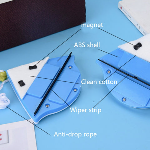 Double-sided Glass Window Cleaner Triangle Multifunctional Magnetic Glass Cleaner, 2 PCS (White)