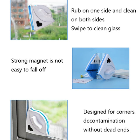 Double-sided Glass Window Cleaner Triangle Multifunctional Magnetic Glass Cleaner, 2 PCS (White)