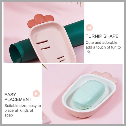 3 PCS Creative Cute Drain Double-layer Household Toilet Soap Box with Lid Soap Holder, Green, White, Yellow, Pink