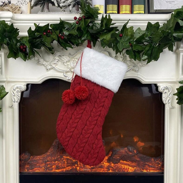 Christmas Knitted Socks Gift Bag Ornament Supplies Pendant, Red, Green, White