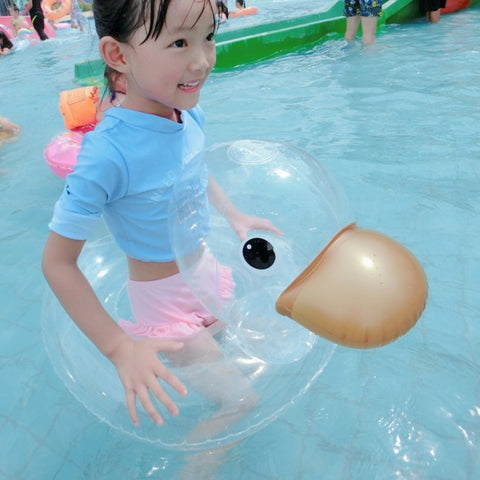 Y-100 Children Transparent Duck Shape Swimming Ring, Size:70 x 44cm