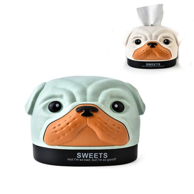 Creative Wheat Bobbi Dog Tissue Box Living Room Bedroom Desktop Pumping Paper Roll Paper Storage Box, Green, Blue, Pink, Beige