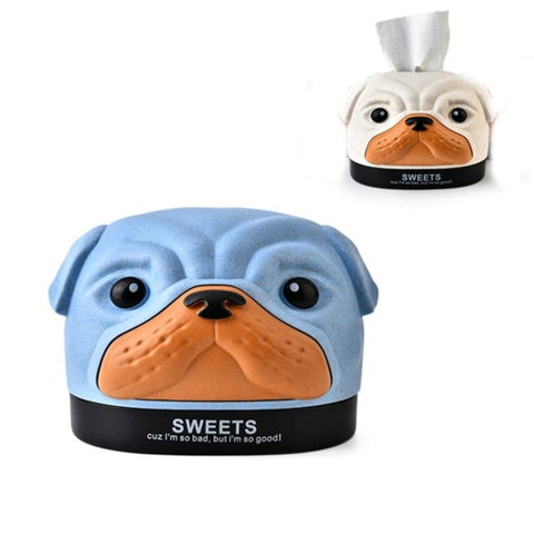 Creative Wheat Bobbi Dog Tissue Box Living Room Bedroom Desktop Pumping Paper Roll Paper Storage Box, Green, Blue, Pink, Beige