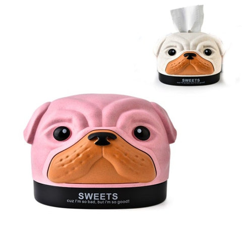 Creative Wheat Bobbi Dog Tissue Box Living Room Bedroom Desktop Pumping Paper Roll Paper Storage Box, Green, Blue, Pink, Beige