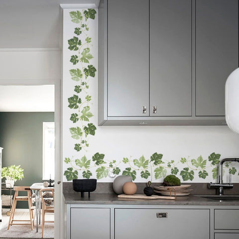 Green Leaf Vine Corner Decoration PVC Self-adhesive Removable Wall Stickers