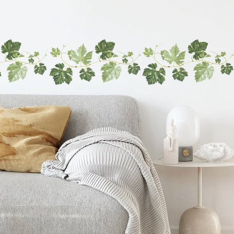 Green Leaf Vine Corner Decoration PVC Self-adhesive Removable Wall Stickers