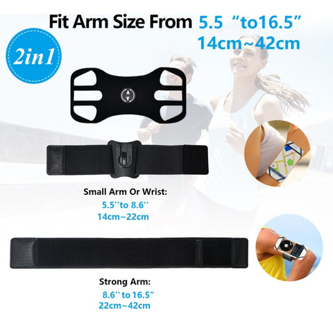 Detachable Rotating Arm Wristband Sports Mobile Phone Case  Suitable For 4.5-7 Inch Mobile Phones, 2 In 1