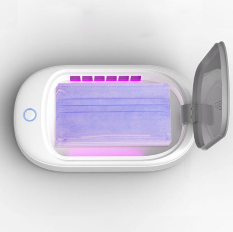 HE01 Sterilization Box  Mobile Phone Disinfection Box UVC Ultraviolet Sterilization Lamp, Grey Lid, Dark Green Lid
