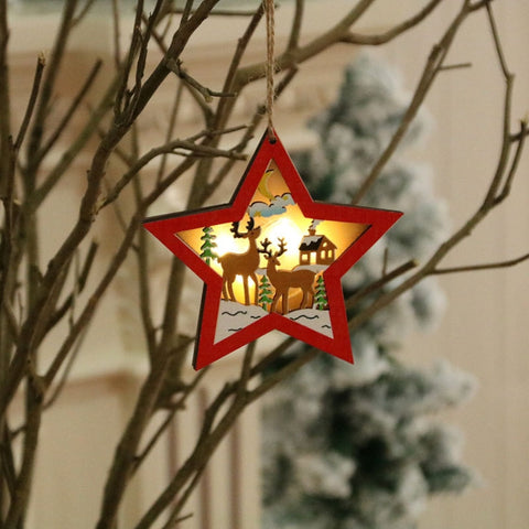 Christmas Decorations Christmas Tree Luminous Pendant, Christmas Tree, Christmas Balls, Car, CarFive-pointed Star