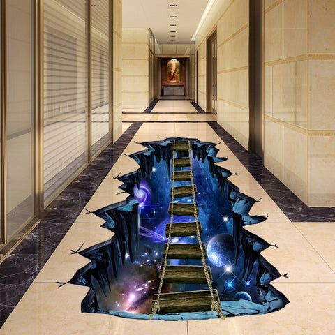 3D Wall Stickers Universe Planet Single-plank Bridge Floor Stickers, FX82001, FX82002, FX82003, FX82004