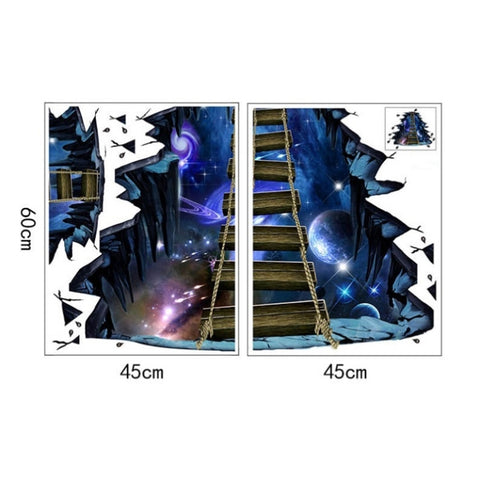 3D Wall Stickers Universe Planet Single-plank Bridge Floor Stickers, FX82001, FX82002, FX82003, FX82004