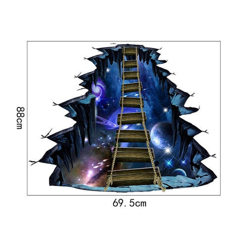 3D Wall Stickers Universe Planet Single-plank Bridge Floor Stickers, FX82001, FX82002, FX82003, FX82004