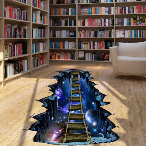 3D Wall Stickers Universe Planet Single-plank Bridge Floor Stickers, FX82001, FX82002, FX82003, FX82004
