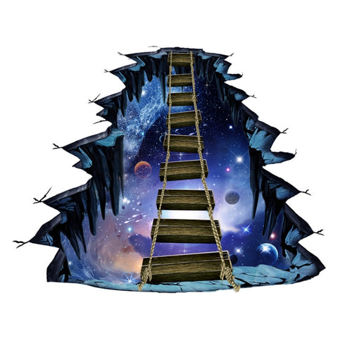 3D Wall Stickers Universe Planet Single-plank Bridge Floor Stickers, FX82001, FX82002, FX82003, FX82004