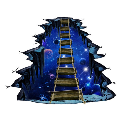 3D Wall Stickers Universe Planet Single-plank Bridge Floor Stickers, FX82001, FX82002, FX82003, FX82004
