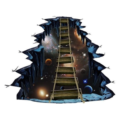 3D Wall Stickers Universe Planet Single-plank Bridge Floor Stickers, FX82001, FX82002, FX82003, FX82004