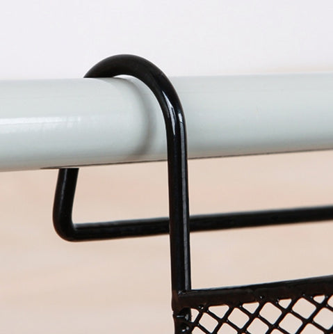 Dormitory Upper Bunk Bedside Storage Rack Bedside Hanging Basket Hook, Black Hanging Basket + Black Hook, White Hanging Basket + White Hook