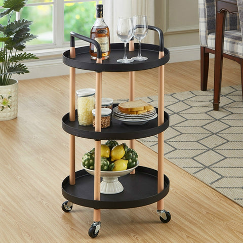 Luxury Movable Trolley Simple Kitchen Living Room Storage Tea Set Rack, Three Layers, Two Layers