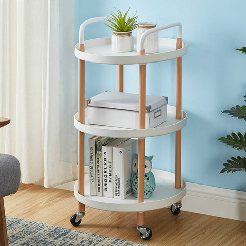 Luxury Movable Trolley Simple Kitchen Living Room Storage Tea Set Rack, Three Layers, Two Layers