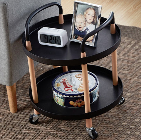 Luxury Movable Trolley Simple Kitchen Living Room Storage Tea Set Rack, Three Layers, Two Layers