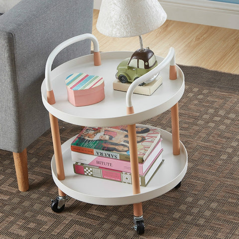Luxury Movable Trolley Simple Kitchen Living Room Storage Tea Set Rack, Three Layers, Two Layers
