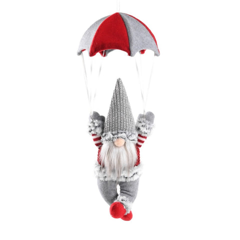Faceless Skydiving Santa Claus Christmas Window Hanging Decorations, Red Hat, Grey Hat