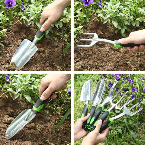 Aluminum Alloy Garden Vegetable Garden Tool Sea Tool, Wide Shovel, Scale Shovel, Three-tooth Shovel, Three-tooth Rake, Weed Puller, 4 PCS / Set, 5 PCS / Set
