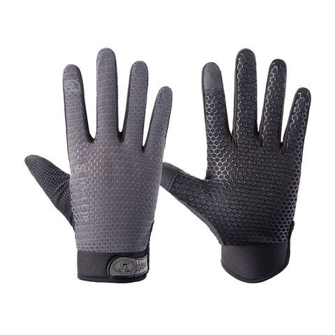 HSLEJP Outdoor Sports Breathable Touch Screen Antiskid Cycling Full Finger Gloves, M, L