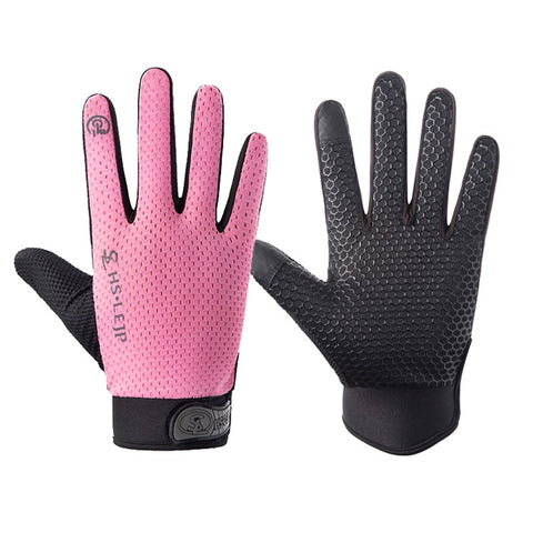 HSLEJP Outdoor Sports Breathable Touch Screen Antiskid Cycling Full Finger Gloves, M, L