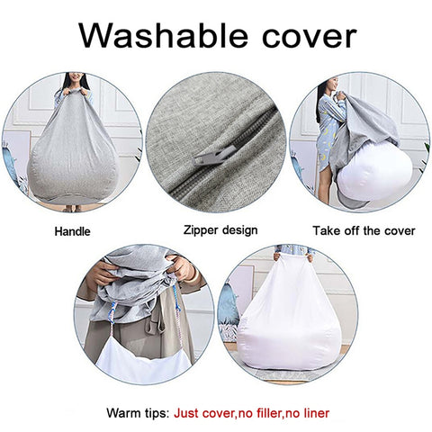 Lazy Sofa Bean Bag Chair Fabric Cover, 70x80cm, 80x90cm