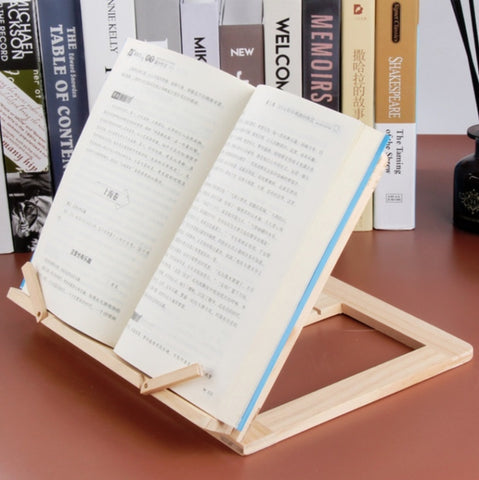 Wooden Reading Rack Children Notebook Stand Anti-myopia Book Stand, Log iron Clip, Log Wood Clip