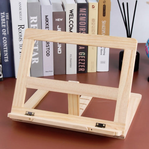 Wooden Reading Rack Children Notebook Stand Anti-myopia Book Stand, Log iron Clip, Log Wood Clip