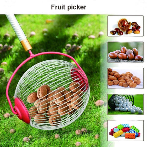 Garden Tools Nut Collector Fruit Picker Picking Walnut Picking Chestnut Picker, Telescopic Rod+Small Scroll Wheel, Telescopic Rod+Big Scroll Wheel