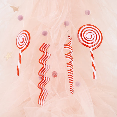 Christmas Decorations Simulation Candy Christmas Tree Ornaments, Wave Sugar, Small Lollipop, Candy Roll, Large Lollipop