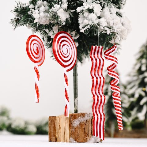 Christmas Decorations Simulation Candy Christmas Tree Ornaments, Wave Sugar, Small Lollipop, Candy Roll, Large Lollipop