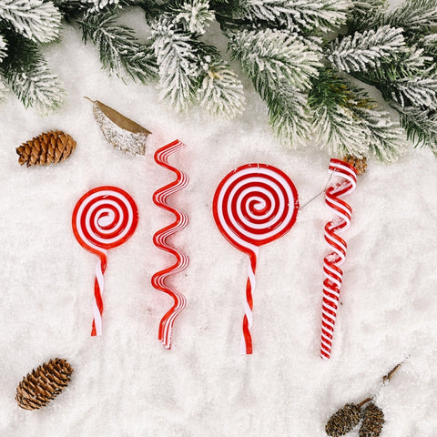 Christmas Decorations Simulation Candy Christmas Tree Ornaments, Wave Sugar, Small Lollipop, Candy Roll, Large Lollipop