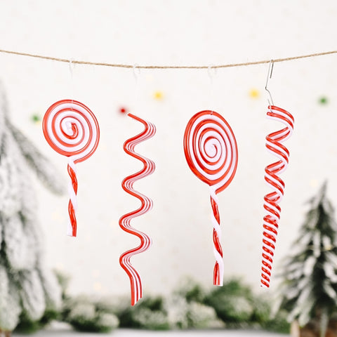 Christmas Decorations Simulation Candy Christmas Tree Ornaments, Wave Sugar, Small Lollipop, Candy Roll, Large Lollipop