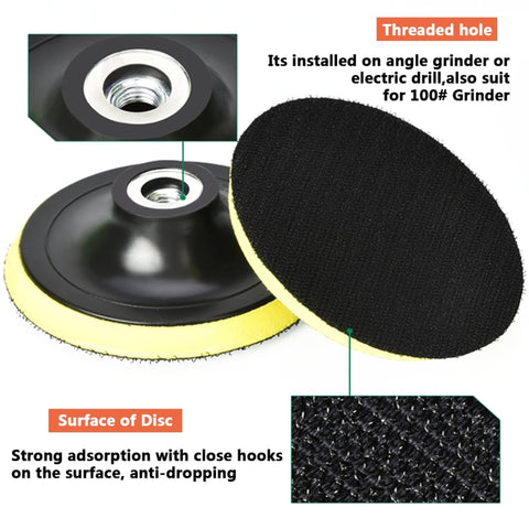 5 PCS Polishing Disc Self-adhesive Sponge Disc Pneumatic Sandpaper Suction Cup, 80mm M10, 100mm M10, 100mm M14, 125mm M10, 125mm M14, 150mm M14, 150mm M16, 180mm M14